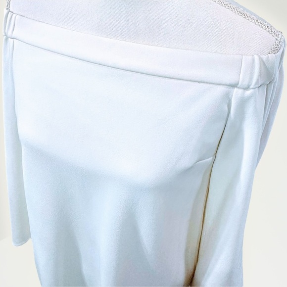 NWT Tibi ‘Structured Crepe Off-The-Shoulder Tie-Detail Dress’ in “Ivory” Size 4 - Picture 14 of 16